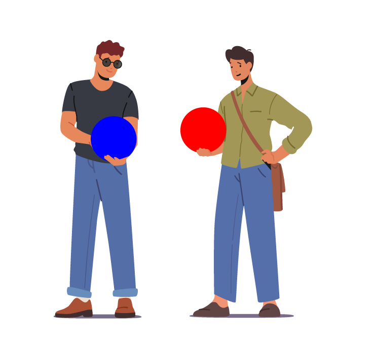 A couple of men holding balls

Description automatically generated